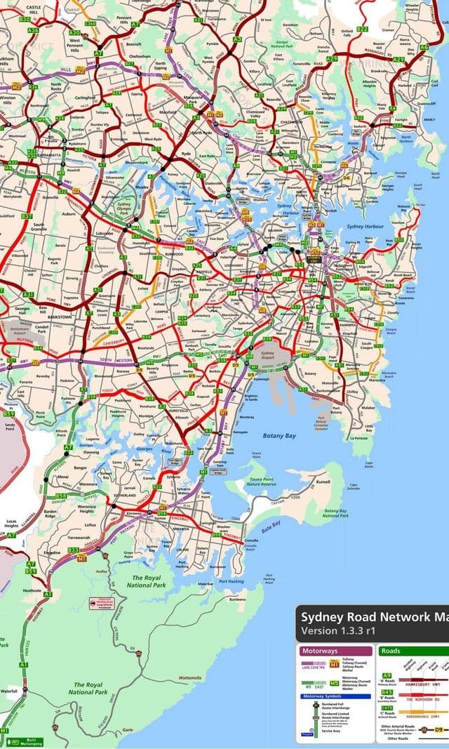 Mapa das estradas de Sydney
