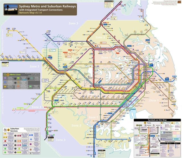 Mapa da estação de metrô de Sydney