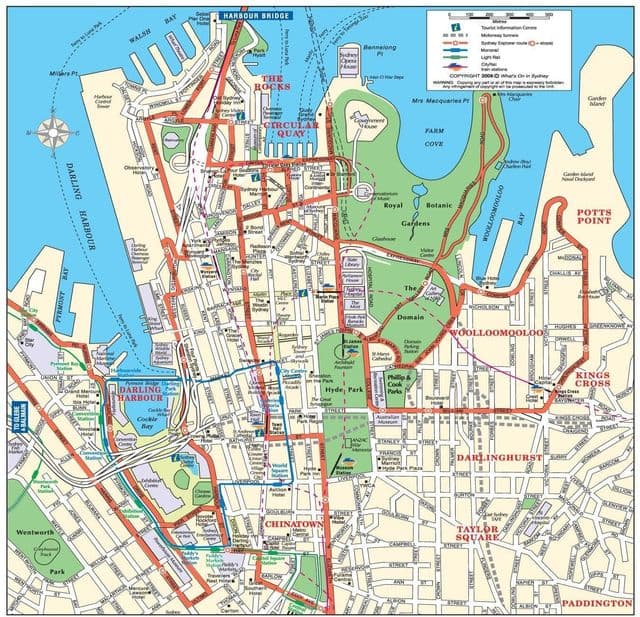 Mapa de passeios a pé de Sydney