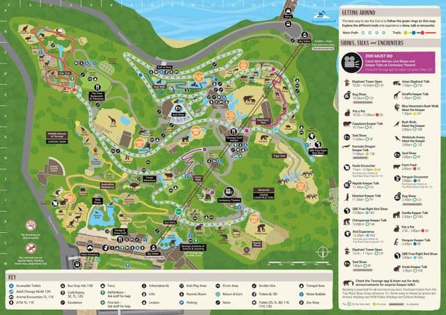 Mapa do Parque Zoológico de Sydney